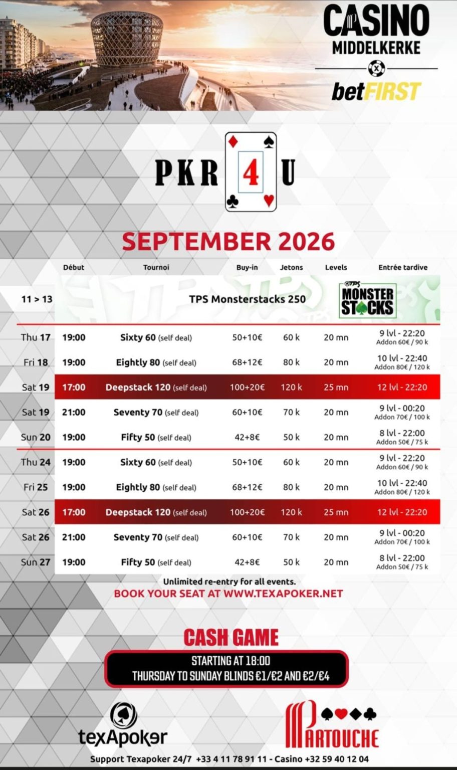 Programme de poker en solo - Salle de poker de Middelkerke